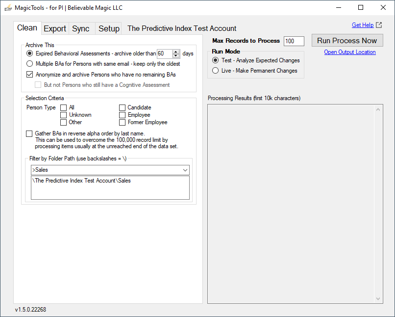 A screenshot of MagicTools Clean tab containing multiple settings and features 